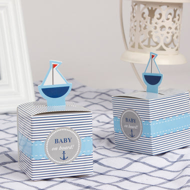 Sailboat Navy-Themed Baby Shower Party Favor Box