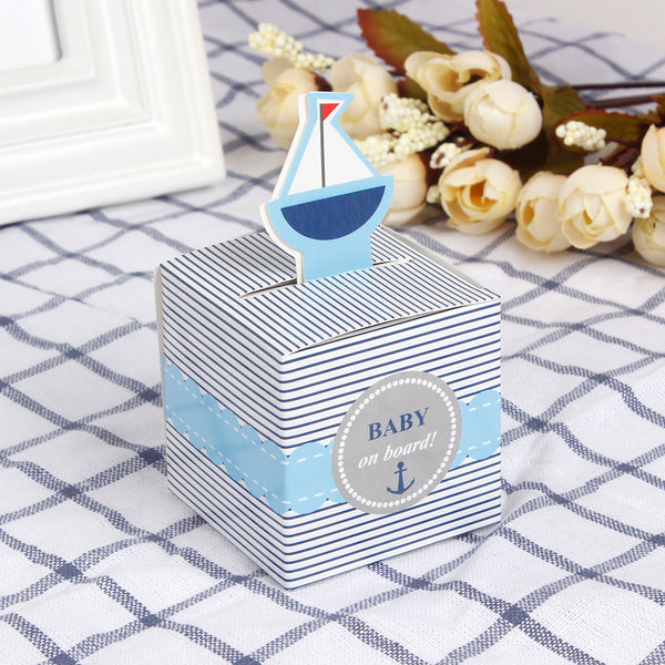 Sailboat Navy-Themed Baby Shower Party Favor Box