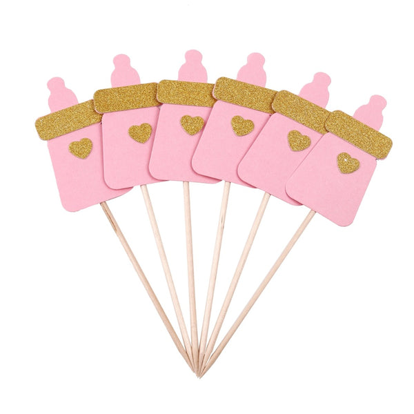 Cute Baby Feeding Bottle Design Cake Topper