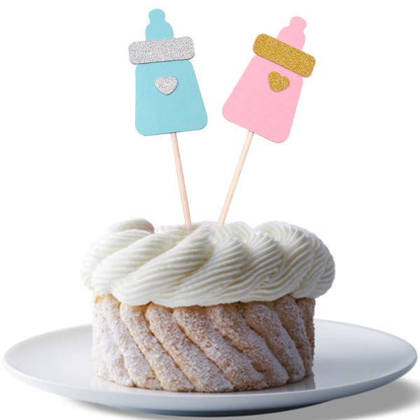 Cute Baby Feeding Bottle Design Cake Topper