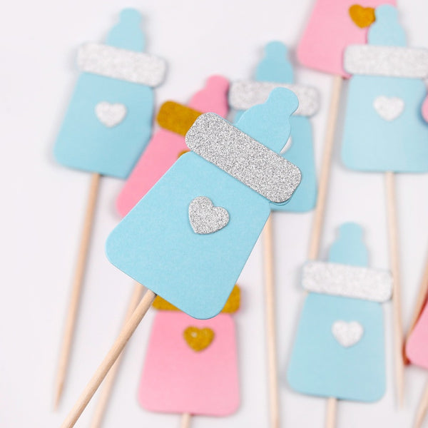 Cute Baby Feeding Bottle Design Cake Topper