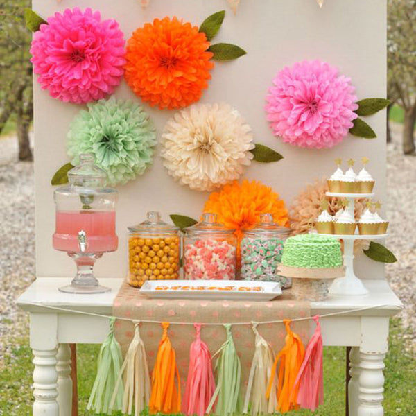 Fancy Pom-Pom Paper Flowers Decor