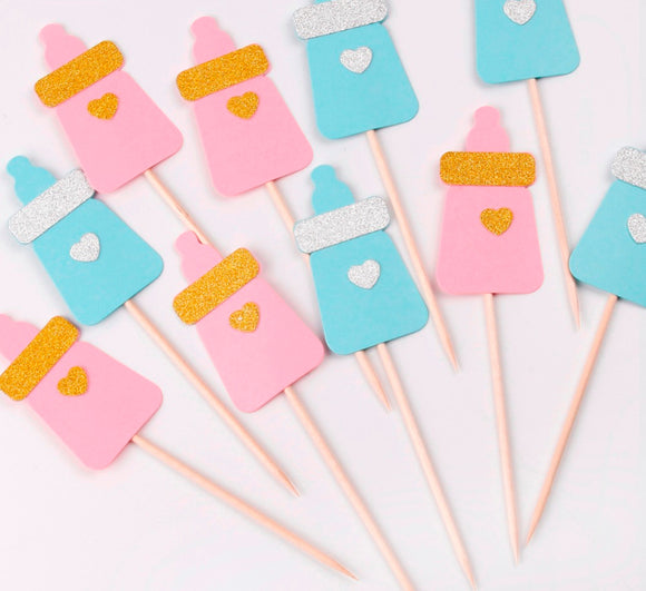 Cute Baby Feeding Bottle Design Cake Topper